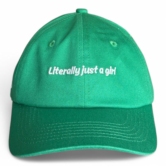 "Literally just a girl" Adjustable Unisex Slogan Baseball Cap (available in 7 colours)