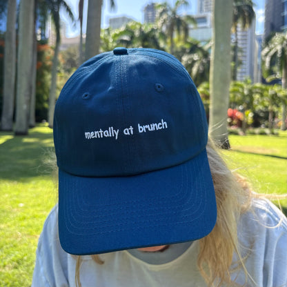 "Mentally at brunch" Adjustable Unisex Slogan Baseball Cap (available in 2 colours)
