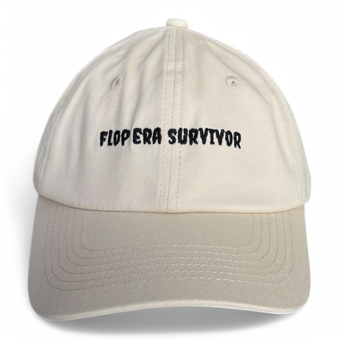 "Flop era survivor" Adjustable Unisex Slogan Baseball Cap (available in 3 colours)