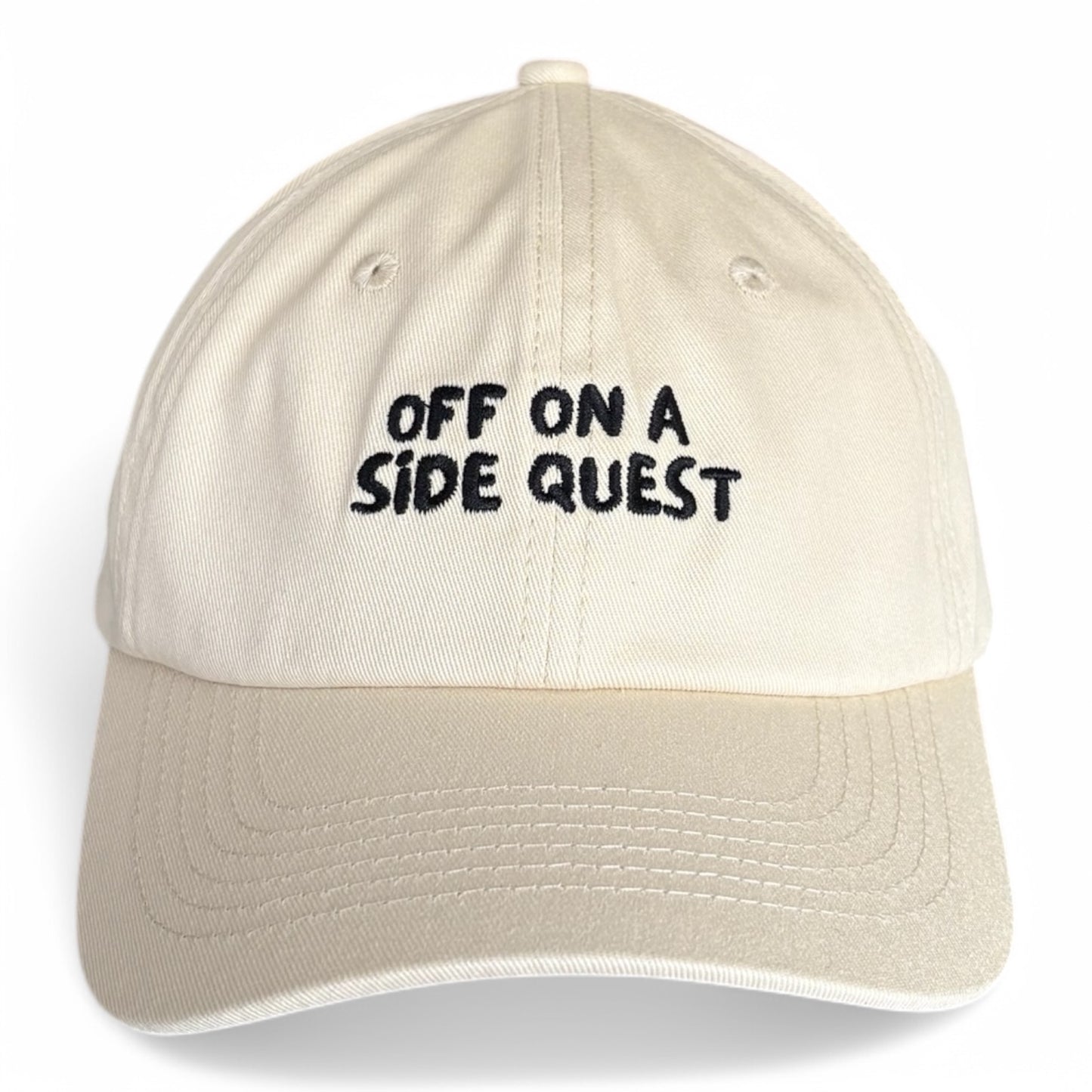 "Off on a side quest" Adjustable Unisex Slogan Baseball Cap (available in 3 colours)