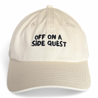 "Off on a side quest" Adjustable Unisex Slogan Baseball Cap (available in 8 colours)