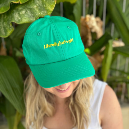 "Literally just a girl" Adjustable Unisex Slogan Baseball Cap (available in 7 colours)