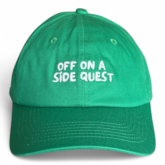 "Off on a side quest" Adjustable Unisex Slogan Baseball Cap (available in 3 colours)