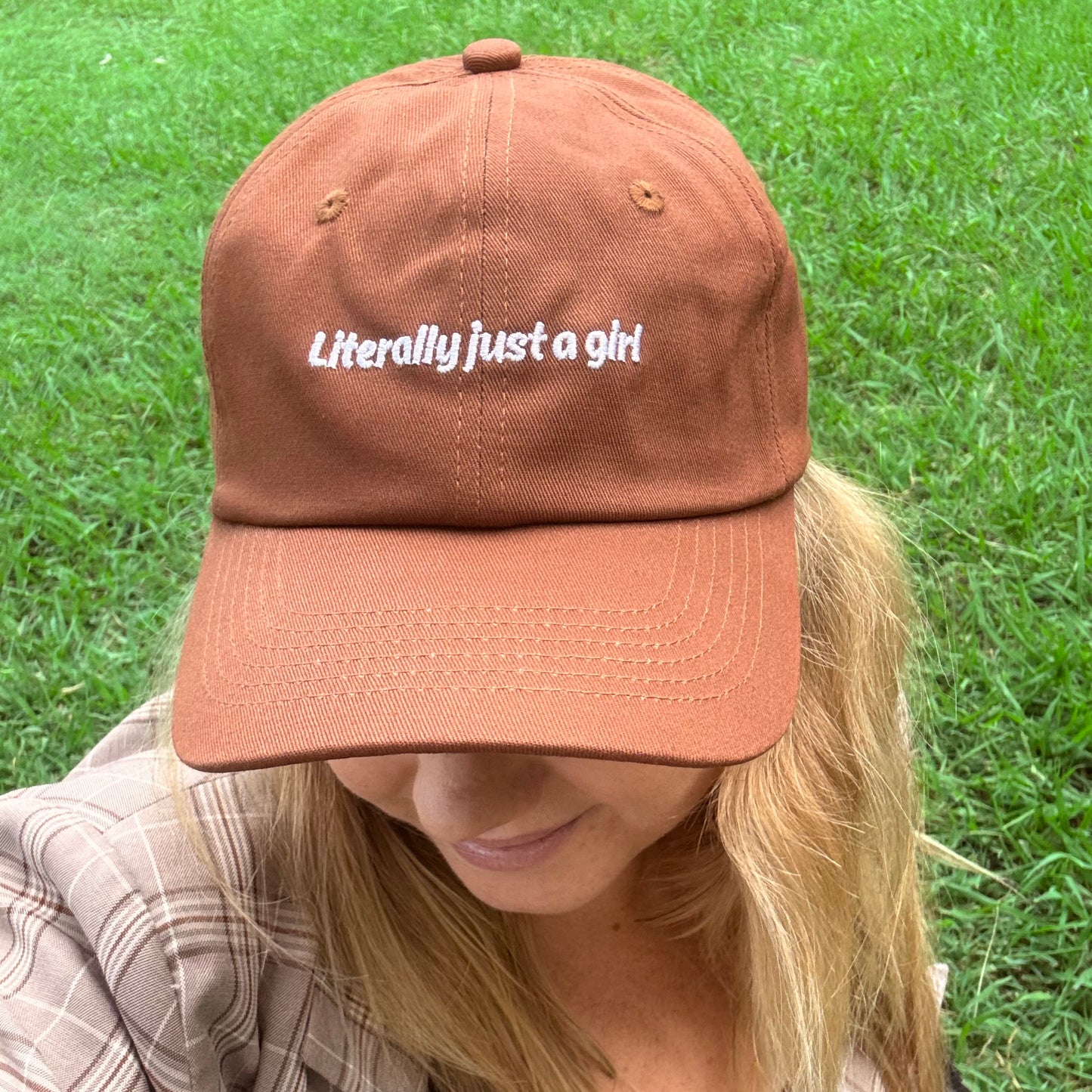 "Literally just a girl" Adjustable Unisex Slogan Baseball Cap (available in 7 colours)