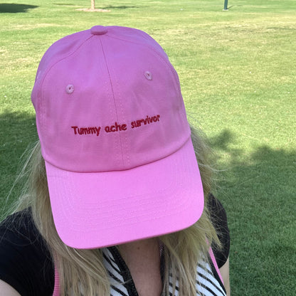 "Tummy ache survivor" Adjustable Unisex Slogan Baseball Cap (available in 7 colours)