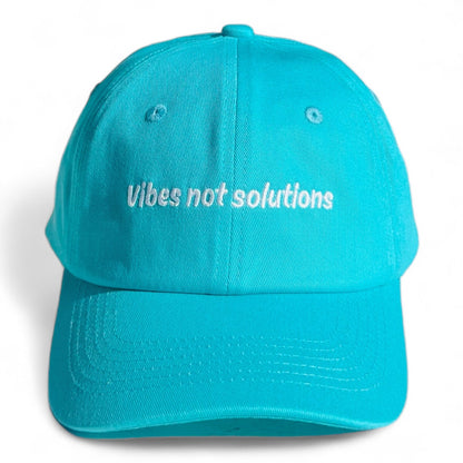 "Vibes not solutions" Adjustable Unisex Baseball Cap (available in 5 colours)
