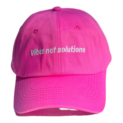 "Vibes not solutions" Adjustable Unisex Baseball Cap (available in 5 colours)