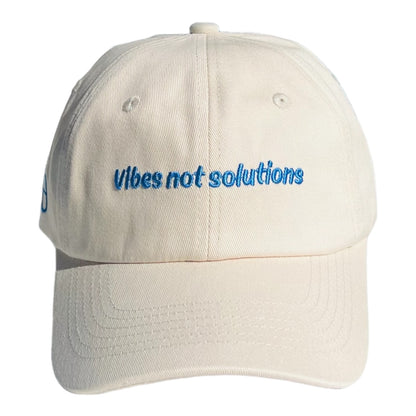 "Vibes not solutions" Adjustable Unisex Baseball Cap (available in 5 colours)