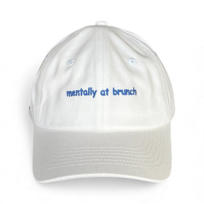 "Mentally at brunch" Adjustable Unisex Slogan Baseball Cap (available in 2 colours)